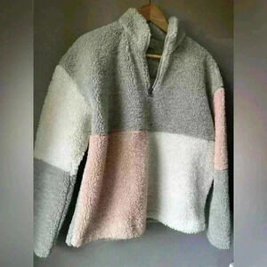 Charlie Paige Color Block Sherpa Fleece Pullover -Size S